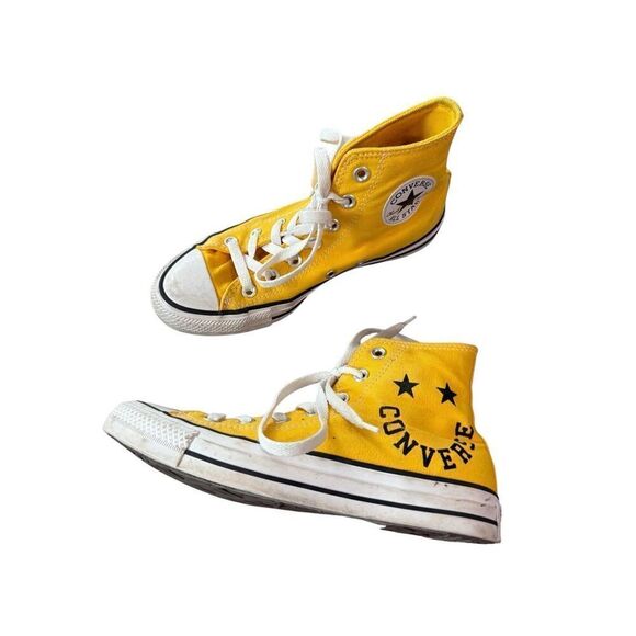 Converse Womens Yellow Chuck Taylor All Star Hi Smiley Sneakers Shoes Size 7 - Picture 2 of 7